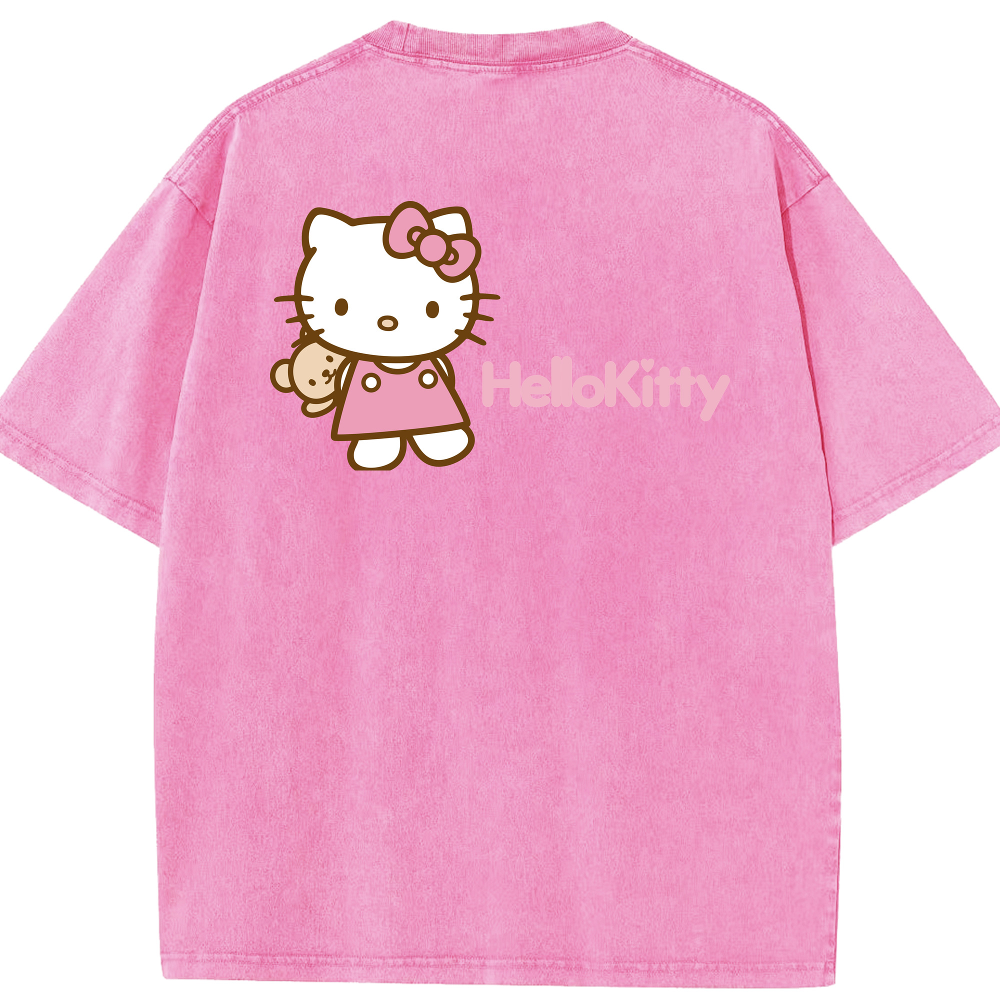 （画像用） Hello Kitty ハローキティ 綿100% ヴィンテージ風 半袖Tシャツ（背面プリント）